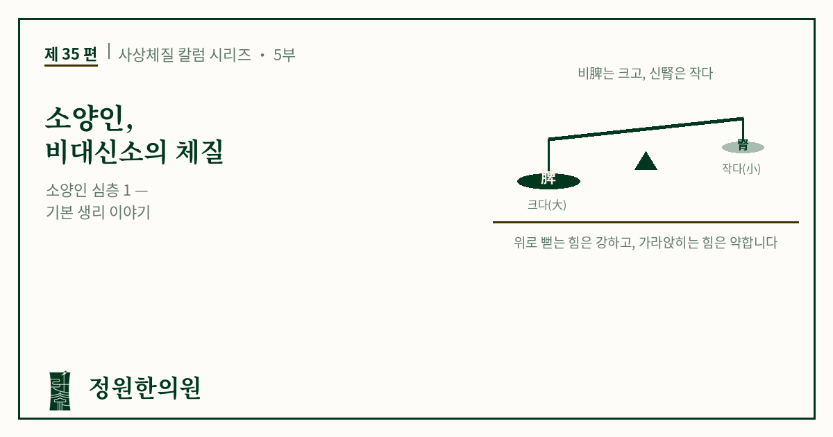 사상 35편. 소양인, 비대신소脾大腎小의 체질