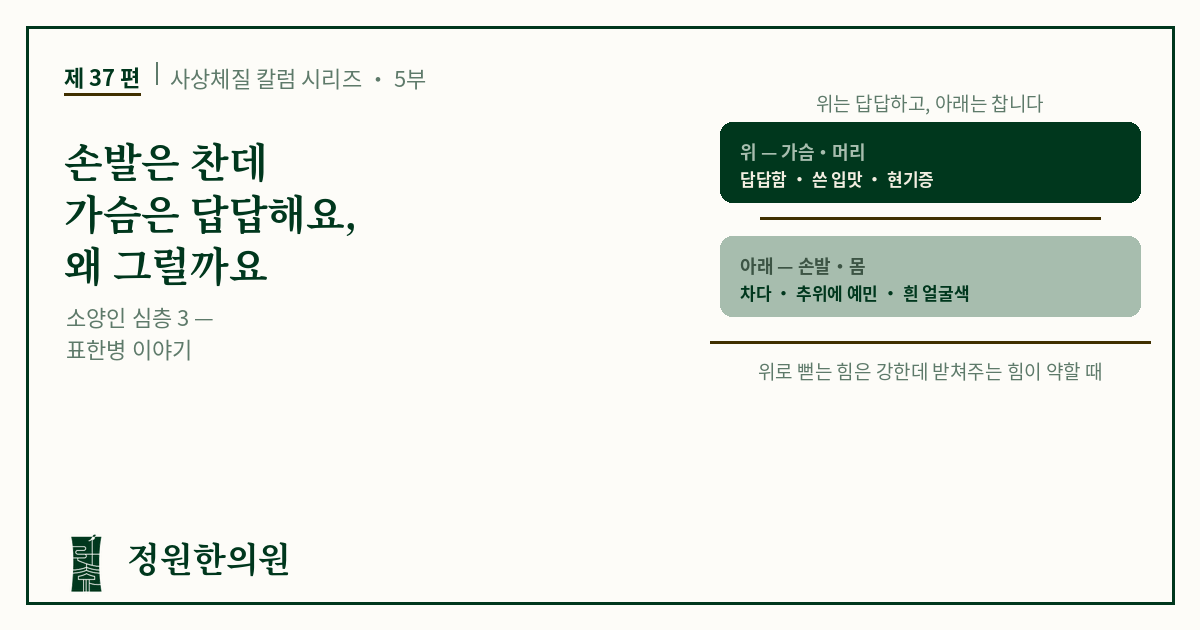 사상37편. 손발은 찬데 가슴은 답답해요, 왜 그럴까요